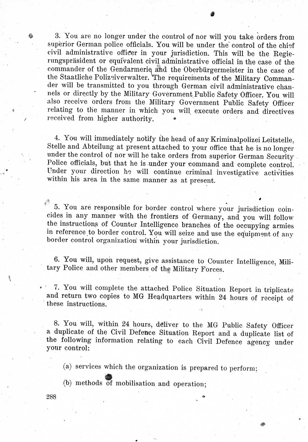 Das Recht der Besatzungsmacht (Deutschland), Proklamationen, Deklerationen, Verordnungen, Gesetze und Bekanntmachungen 1947, Seite 288 (R. Bes. Dtl. 1947, S. 288)