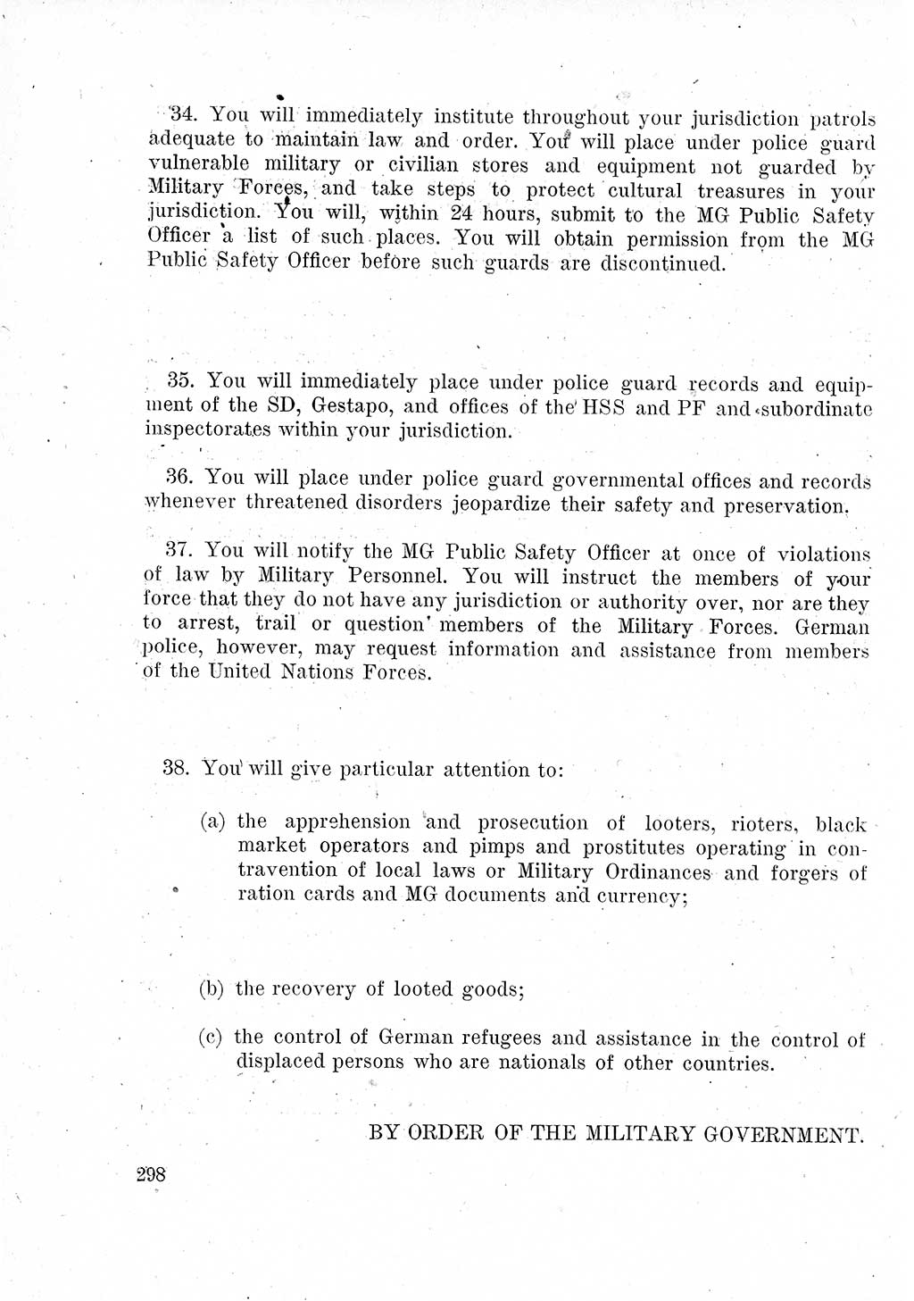 Das Recht der Besatzungsmacht (Deutschland), Proklamationen, Deklerationen, Verordnungen, Gesetze und Bekanntmachungen 1947, Seite 298 (R. Bes. Dtl. 1947, S. 298)