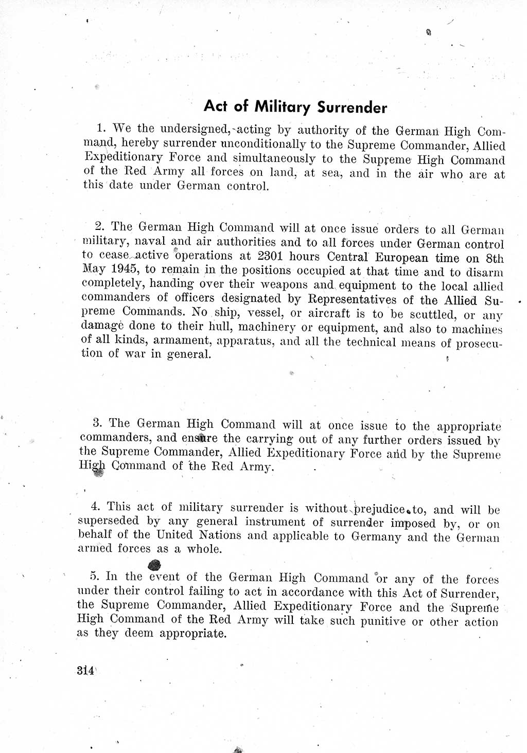 Das Recht der Besatzungsmacht (Deutschland), Proklamationen, Deklerationen, Verordnungen, Gesetze und Bekanntmachungen 1947, Seite 314 (R. Bes. Dtl. 1947, S. 314)