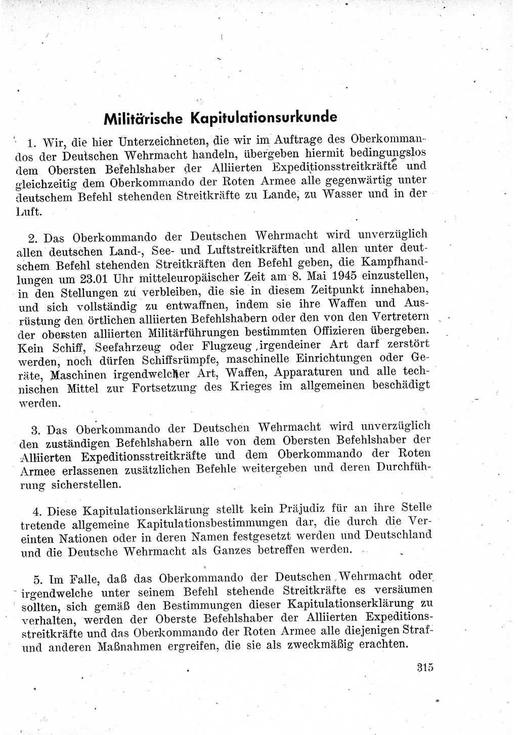 Das Recht der Besatzungsmacht (Deutschland), Proklamationen, Deklerationen, Verordnungen, Gesetze und Bekanntmachungen 1947, Seite 315 (R. Bes. Dtl. 1947, S. 315)