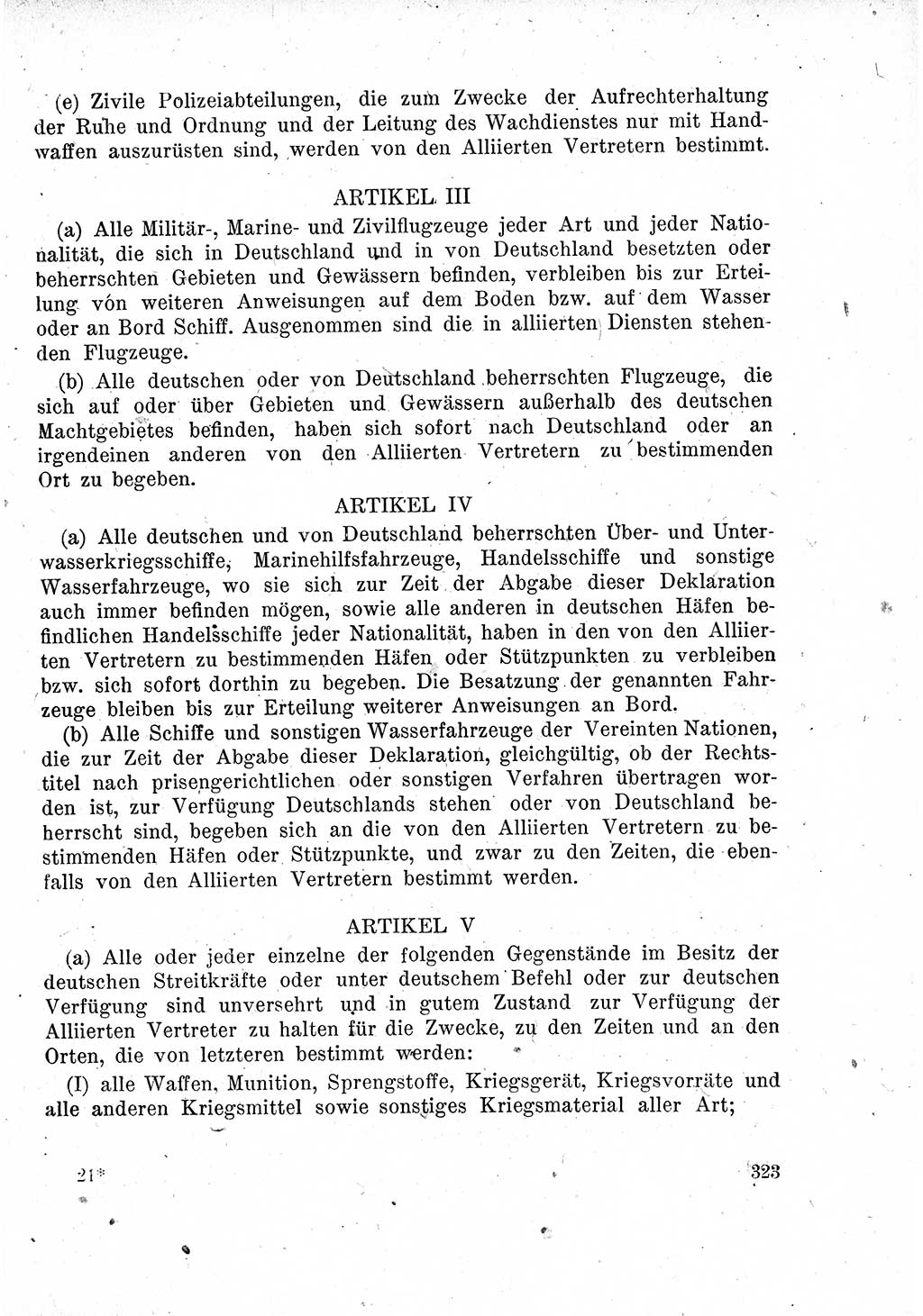 Das Recht der Besatzungsmacht (Deutschland), Proklamationen, Deklerationen, Verordnungen, Gesetze und Bekanntmachungen 1947, Seite 323 (R. Bes. Dtl. 1947, S. 323)