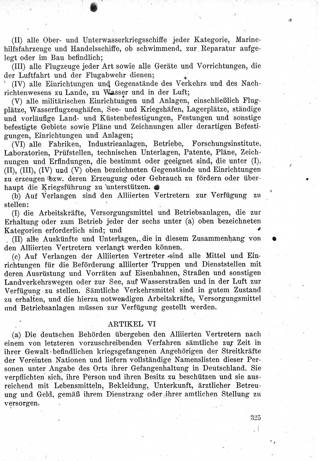 Das Recht der Besatzungsmacht (Deutschland), Proklamationen, Deklerationen, Verordnungen, Gesetze und Bekanntmachungen 1947, Seite 325 (R. Bes. Dtl. 1947, S. 325)