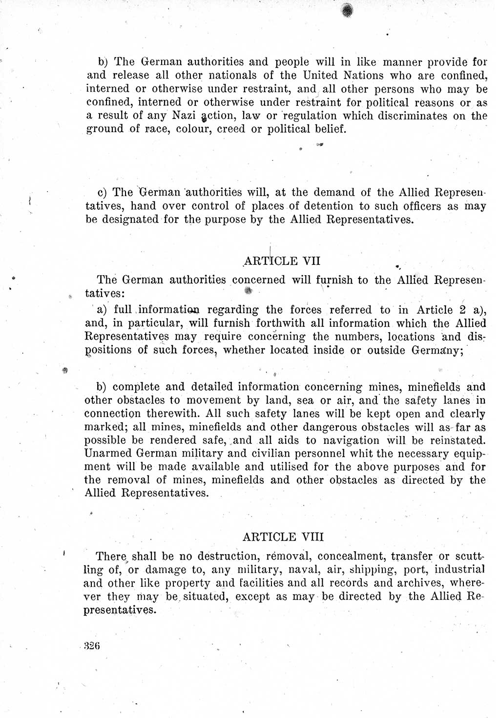 Das Recht der Besatzungsmacht (Deutschland), Proklamationen, Deklerationen, Verordnungen, Gesetze und Bekanntmachungen 1947, Seite 326 (R. Bes. Dtl. 1947, S. 326)