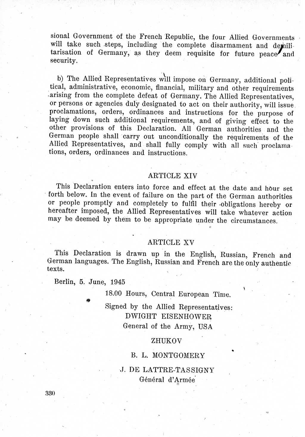 Das Recht der Besatzungsmacht (Deutschland), Proklamationen, Deklerationen, Verordnungen, Gesetze und Bekanntmachungen 1947, Seite 330 (R. Bes. Dtl. 1947, S. 330)