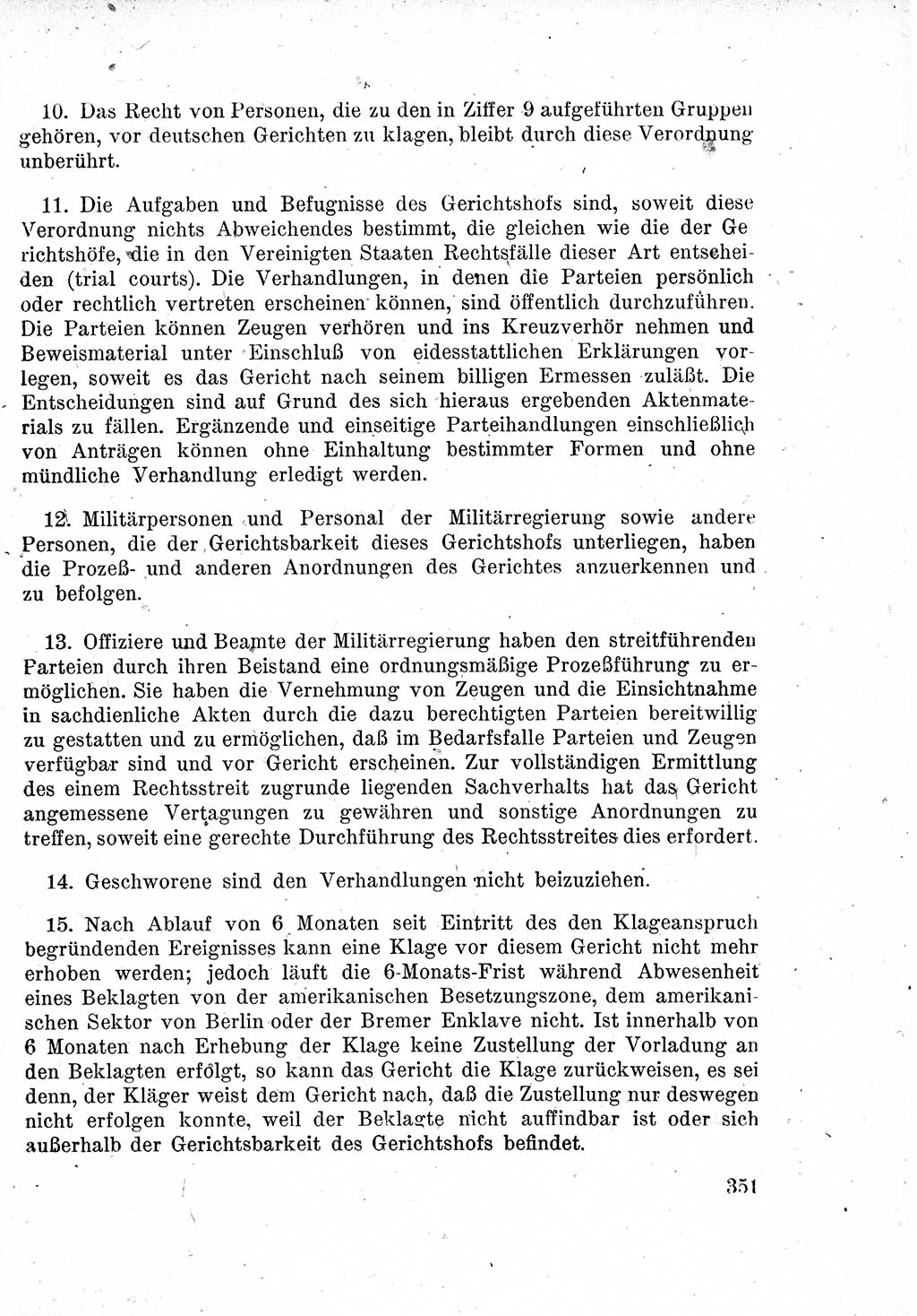 Das Recht der Besatzungsmacht (Deutschland), Proklamationen, Deklerationen, Verordnungen, Gesetze und Bekanntmachungen 1947, Seite 351 (R. Bes. Dtl. 1947, S. 351)