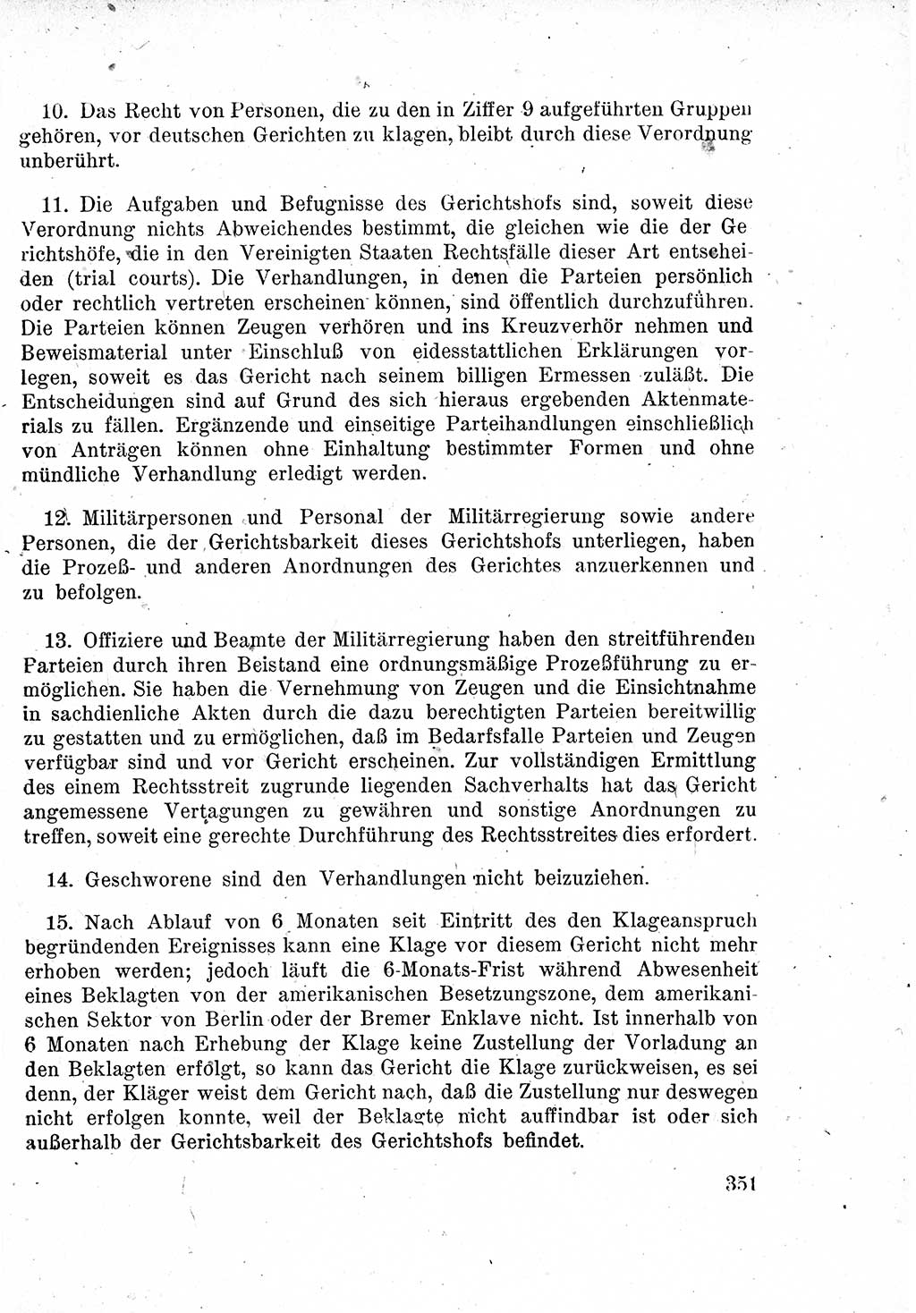 Das Recht der Besatzungsmacht (Deutschland), Proklamationen, Deklerationen, Verordnungen, Gesetze und Bekanntmachungen 1947, Seite 351 (R. Bes. Dtl. 1947, S. 351)