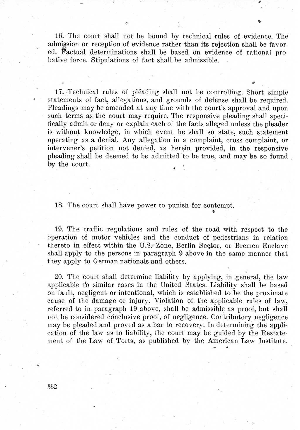 Das Recht der Besatzungsmacht (Deutschland), Proklamationen, Deklerationen, Verordnungen, Gesetze und Bekanntmachungen 1947, Seite 352 (R. Bes. Dtl. 1947, S. 352)