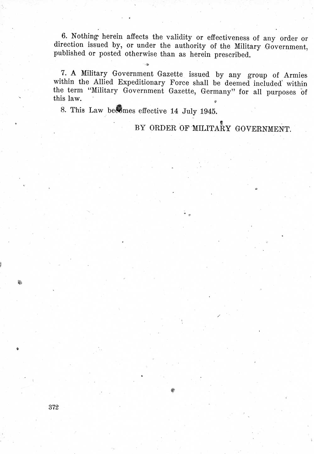 Das Recht der Besatzungsmacht (Deutschland), Proklamationen, Deklerationen, Verordnungen, Gesetze und Bekanntmachungen 1947, Seite 372 (R. Bes. Dtl. 1947, S. 372)