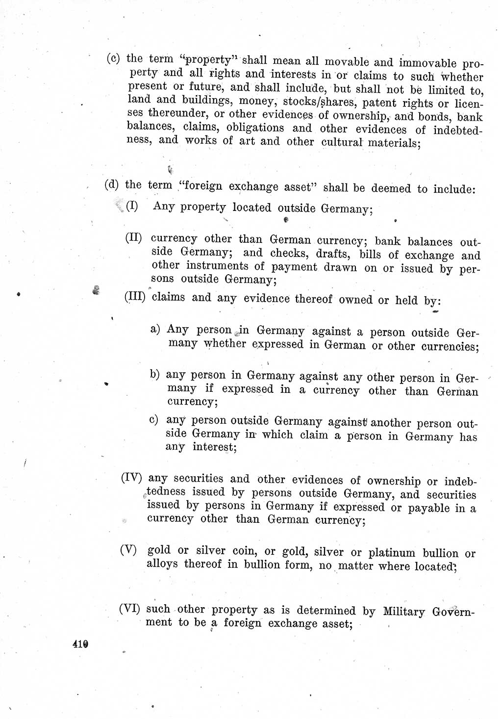 Das Recht der Besatzungsmacht (Deutschland), Proklamationen, Deklerationen, Verordnungen, Gesetze und Bekanntmachungen 1947, Seite 410 (R. Bes. Dtl. 1947, S. 410)