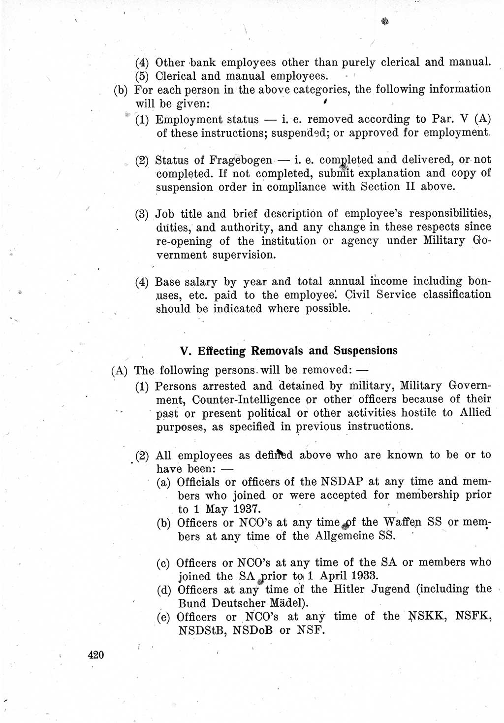 Das Recht der Besatzungsmacht (Deutschland), Proklamationen, Deklerationen, Verordnungen, Gesetze und Bekanntmachungen 1947, Seite 420 (R. Bes. Dtl. 1947, S. 420)