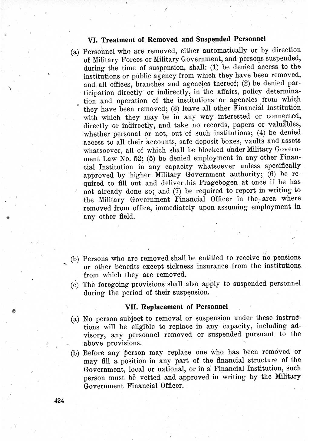 Das Recht der Besatzungsmacht (Deutschland), Proklamationen, Deklerationen, Verordnungen, Gesetze und Bekanntmachungen 1947, Seite 424 (R. Bes. Dtl. 1947, S. 424)