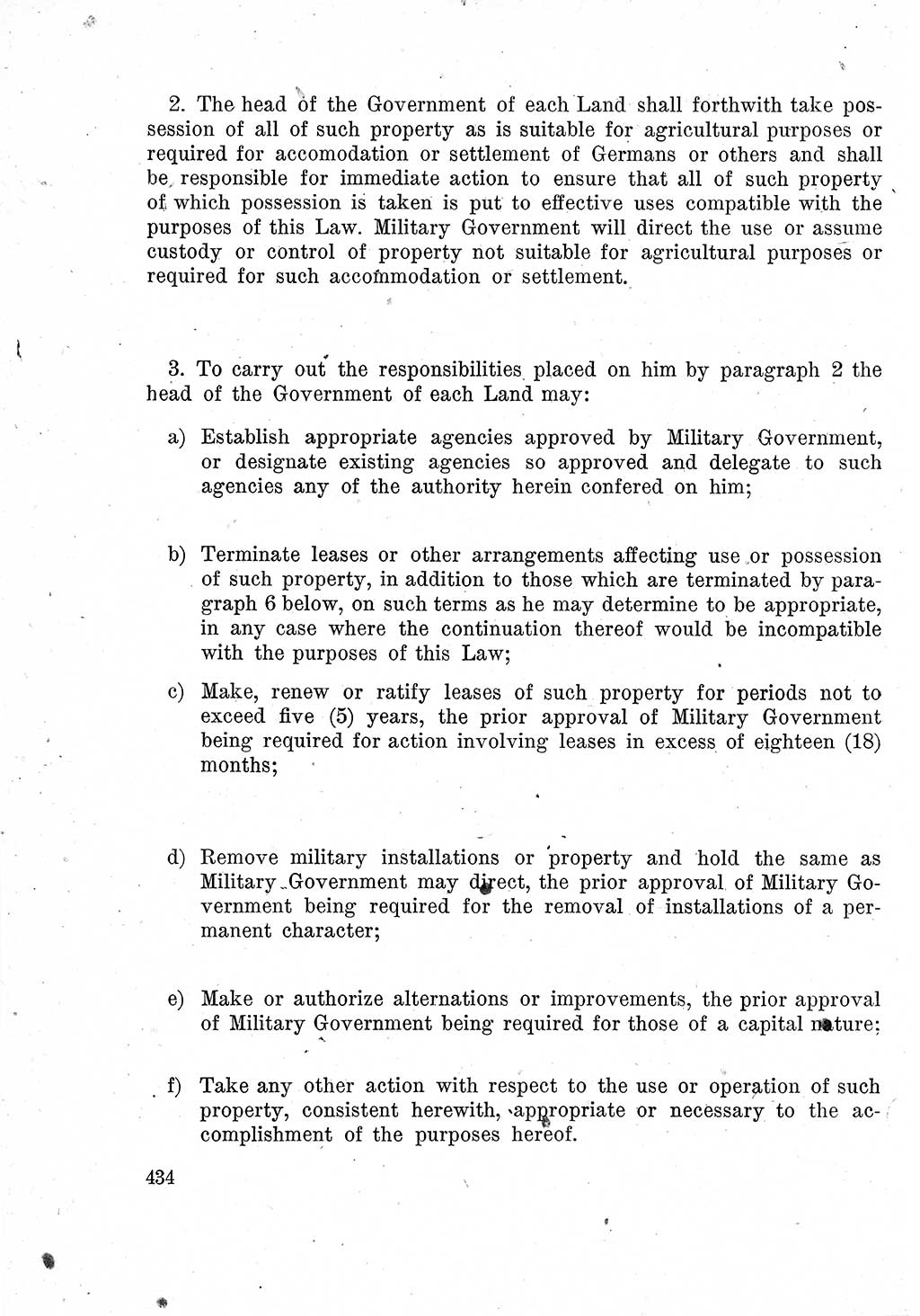 Das Recht der Besatzungsmacht (Deutschland), Proklamationen, Deklerationen, Verordnungen, Gesetze und Bekanntmachungen 1947, Seite 434 (R. Bes. Dtl. 1947, S. 434)