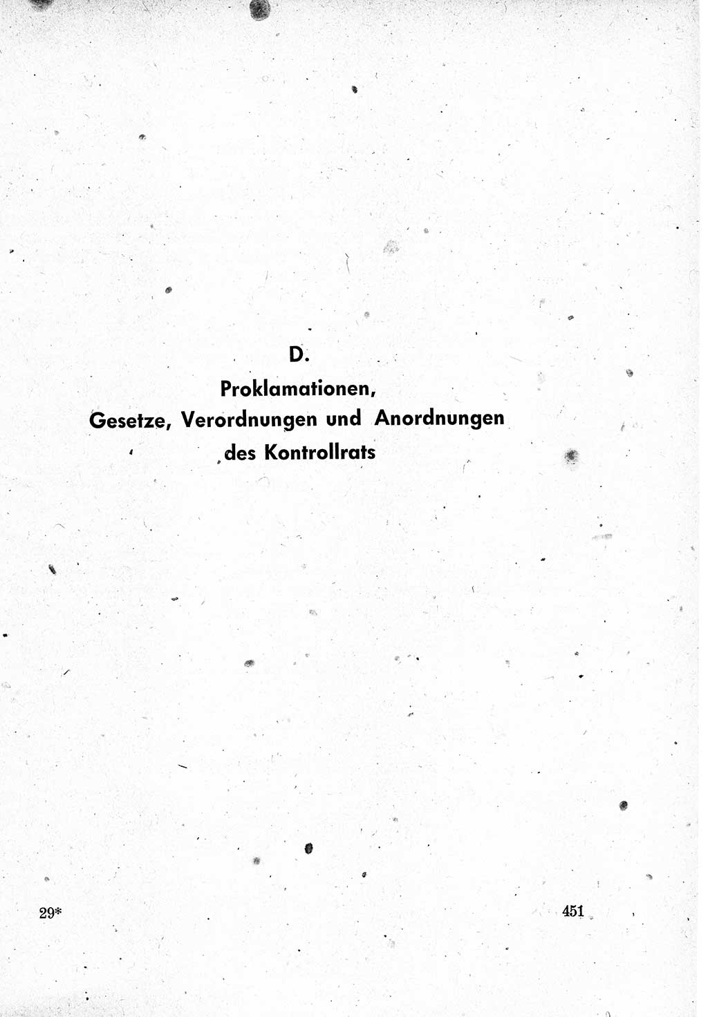Das Recht der Besatzungsmacht (Deutschland), Proklamationen, Deklerationen, Verordnungen, Gesetze und Bekanntmachungen 1947, Seite 451 (R. Bes. Dtl. 1947, S. 451)