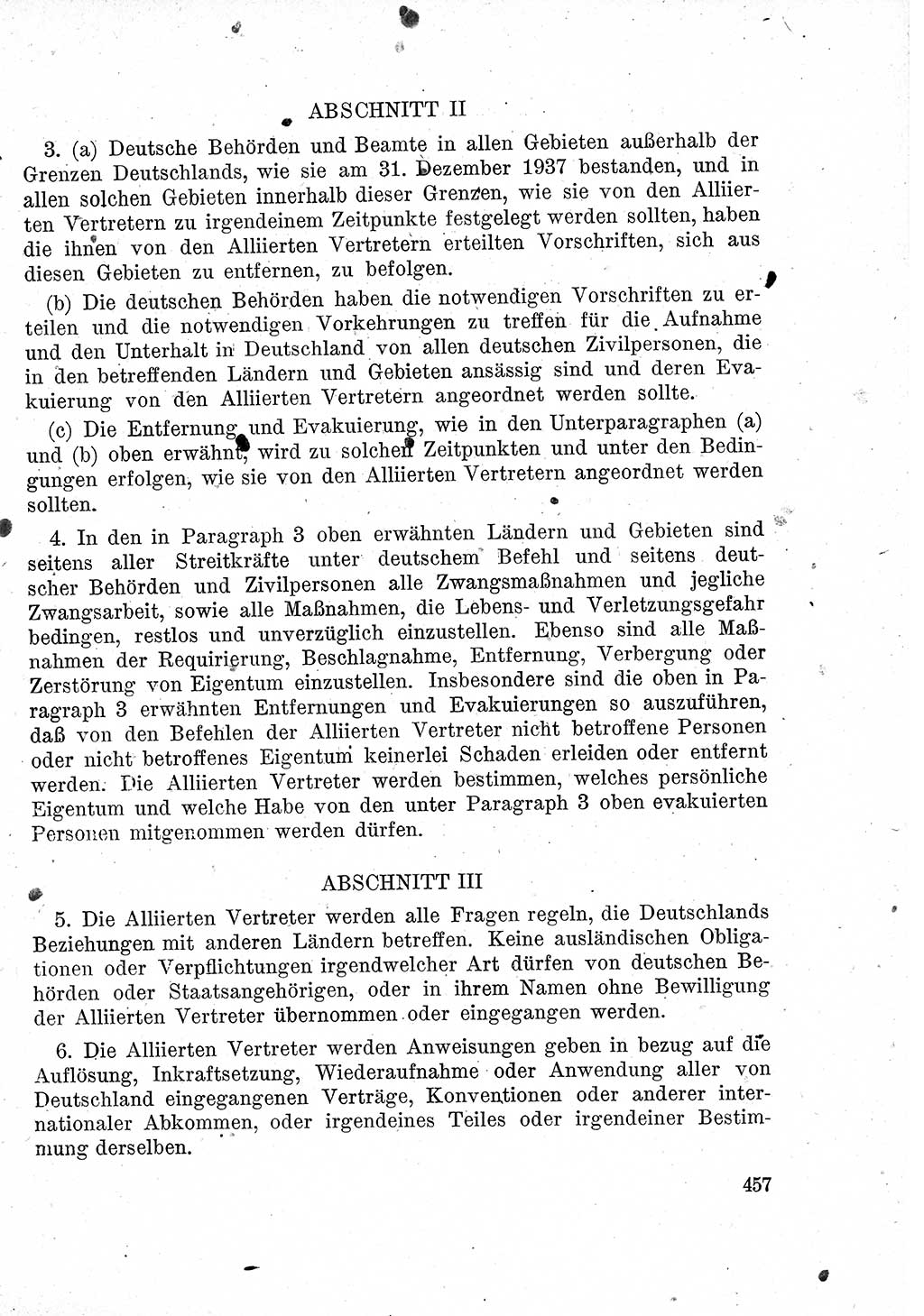 Das Recht der Besatzungsmacht (Deutschland), Proklamationen, Deklerationen, Verordnungen, Gesetze und Bekanntmachungen 1947, Seite 457 (R. Bes. Dtl. 1947, S. 457)