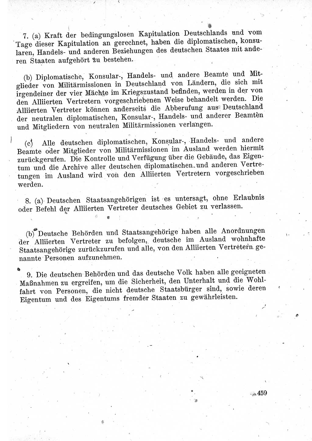 Das Recht der Besatzungsmacht (Deutschland), Proklamationen, Deklerationen, Verordnungen, Gesetze und Bekanntmachungen 1947, Seite 459 (R. Bes. Dtl. 1947, S. 459)