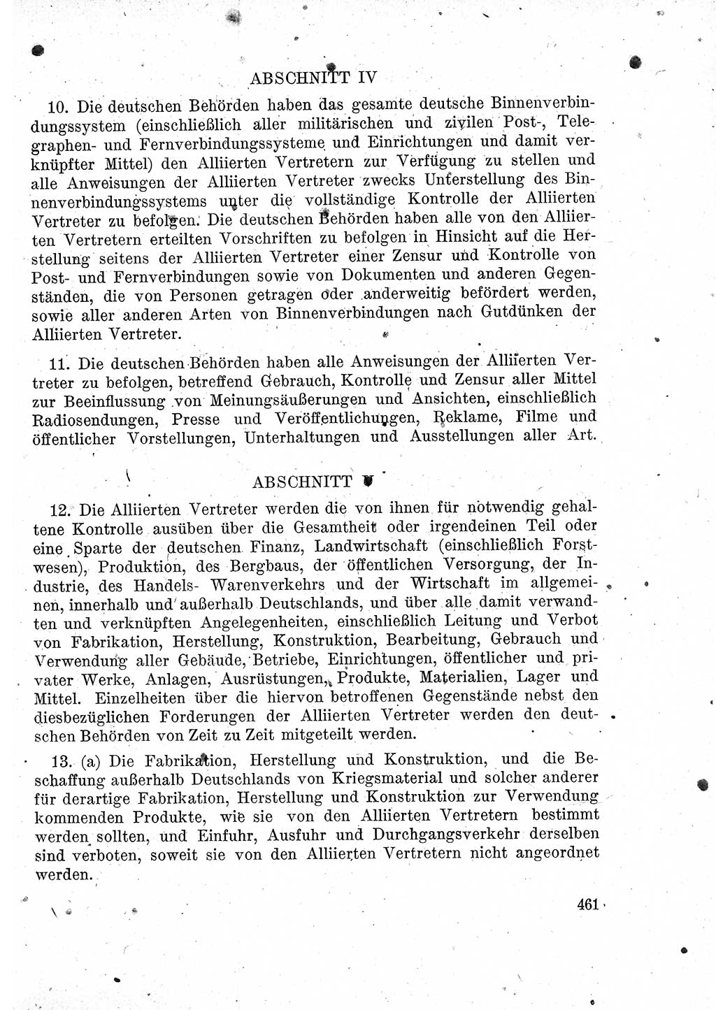 Das Recht der Besatzungsmacht (Deutschland), Proklamationen, Deklerationen, Verordnungen, Gesetze und Bekanntmachungen 1947, Seite 461 (R. Bes. Dtl. 1947, S. 461)