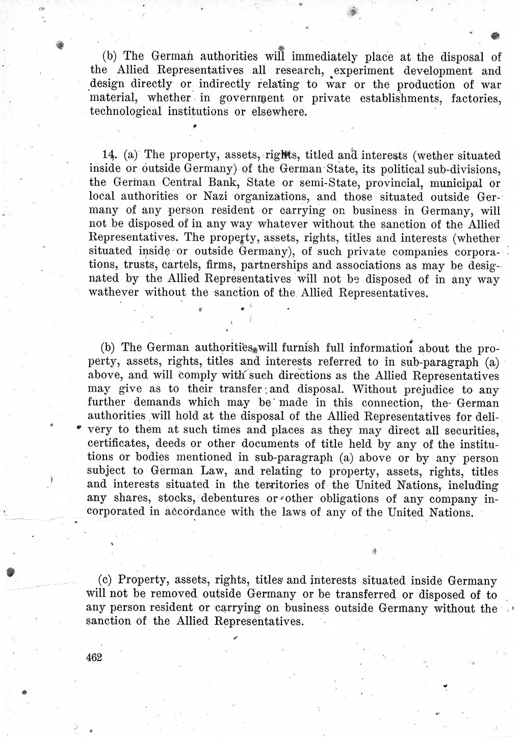Das Recht der Besatzungsmacht (Deutschland), Proklamationen, Deklerationen, Verordnungen, Gesetze und Bekanntmachungen 1947, Seite 462 (R. Bes. Dtl. 1947, S. 462)