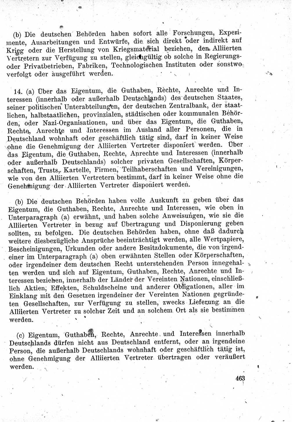 Das Recht der Besatzungsmacht (Deutschland), Proklamationen, Deklerationen, Verordnungen, Gesetze und Bekanntmachungen 1947, Seite 463 (R. Bes. Dtl. 1947, S. 463)