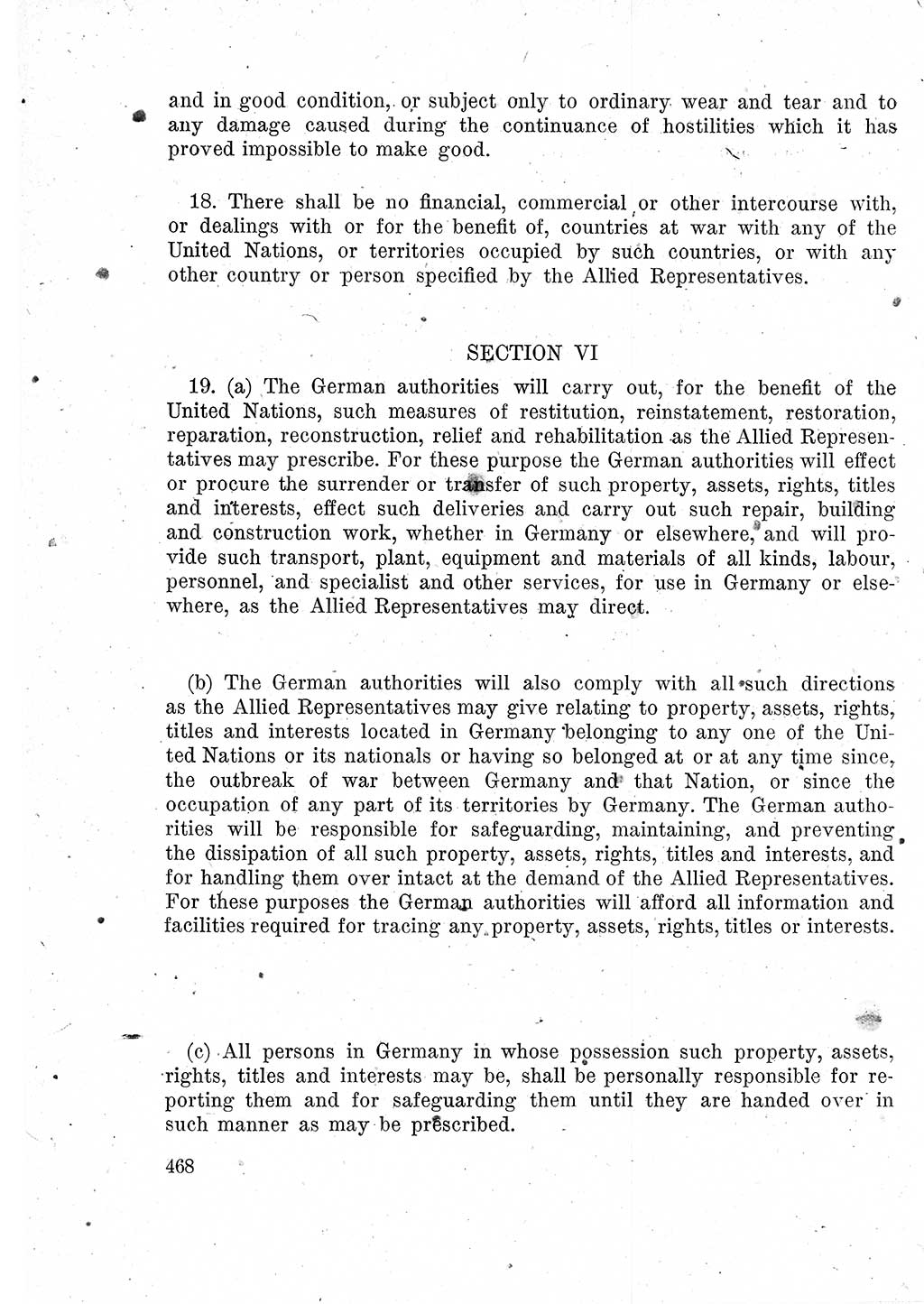 Das Recht der Besatzungsmacht (Deutschland), Proklamationen, Deklerationen, Verordnungen, Gesetze und Bekanntmachungen 1947, Seite 468 (R. Bes. Dtl. 1947, S. 468)
