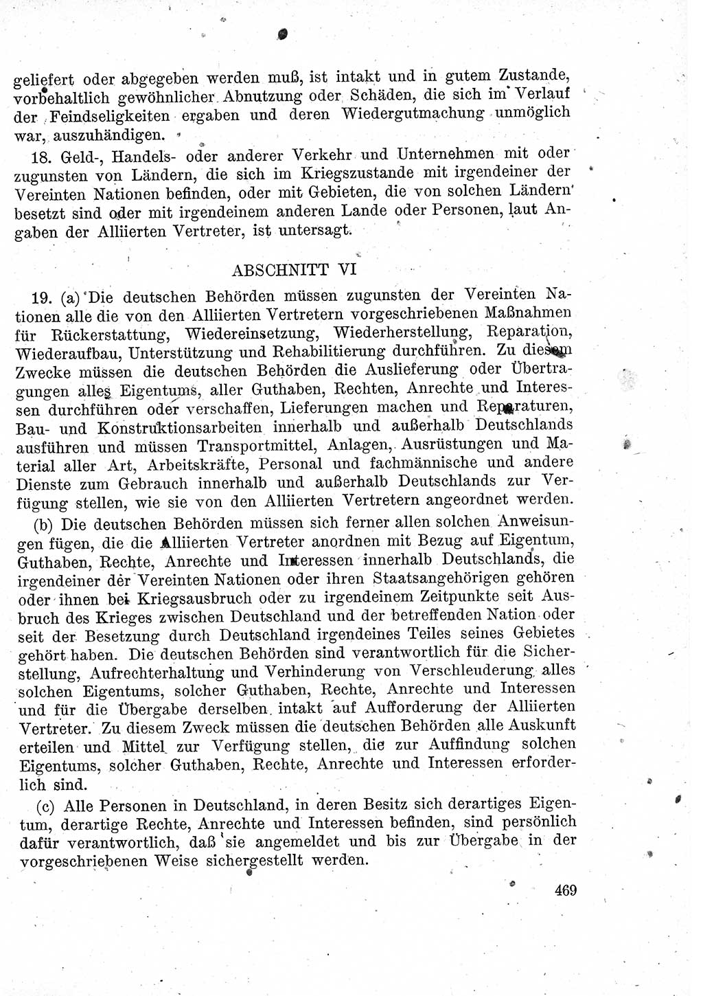 Das Recht der Besatzungsmacht (Deutschland), Proklamationen, Deklerationen, Verordnungen, Gesetze und Bekanntmachungen 1947, Seite 469 (R. Bes. Dtl. 1947, S. 469)
