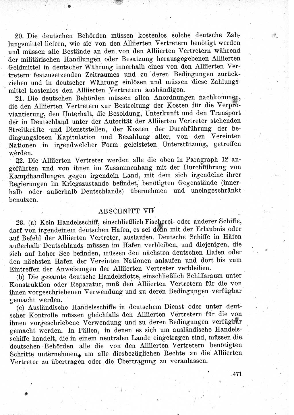 Das Recht der Besatzungsmacht (Deutschland), Proklamationen, Deklerationen, Verordnungen, Gesetze und Bekanntmachungen 1947, Seite 471 (R. Bes. Dtl. 1947, S. 471)