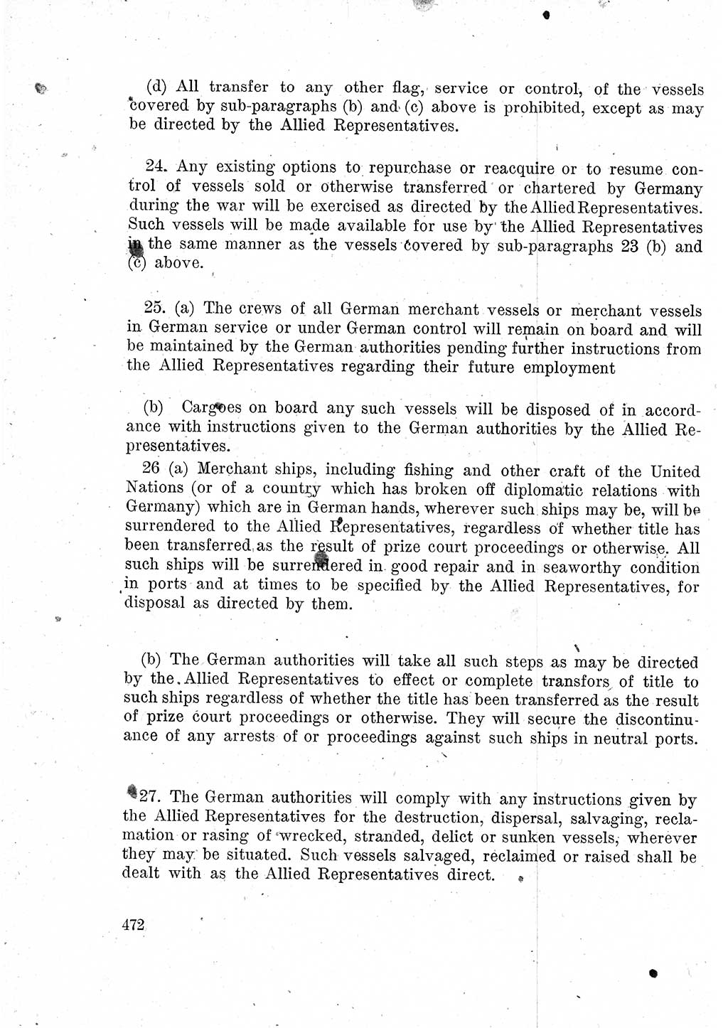 Das Recht der Besatzungsmacht (Deutschland), Proklamationen, Deklerationen, Verordnungen, Gesetze und Bekanntmachungen 1947, Seite 472 (R. Bes. Dtl. 1947, S. 472)