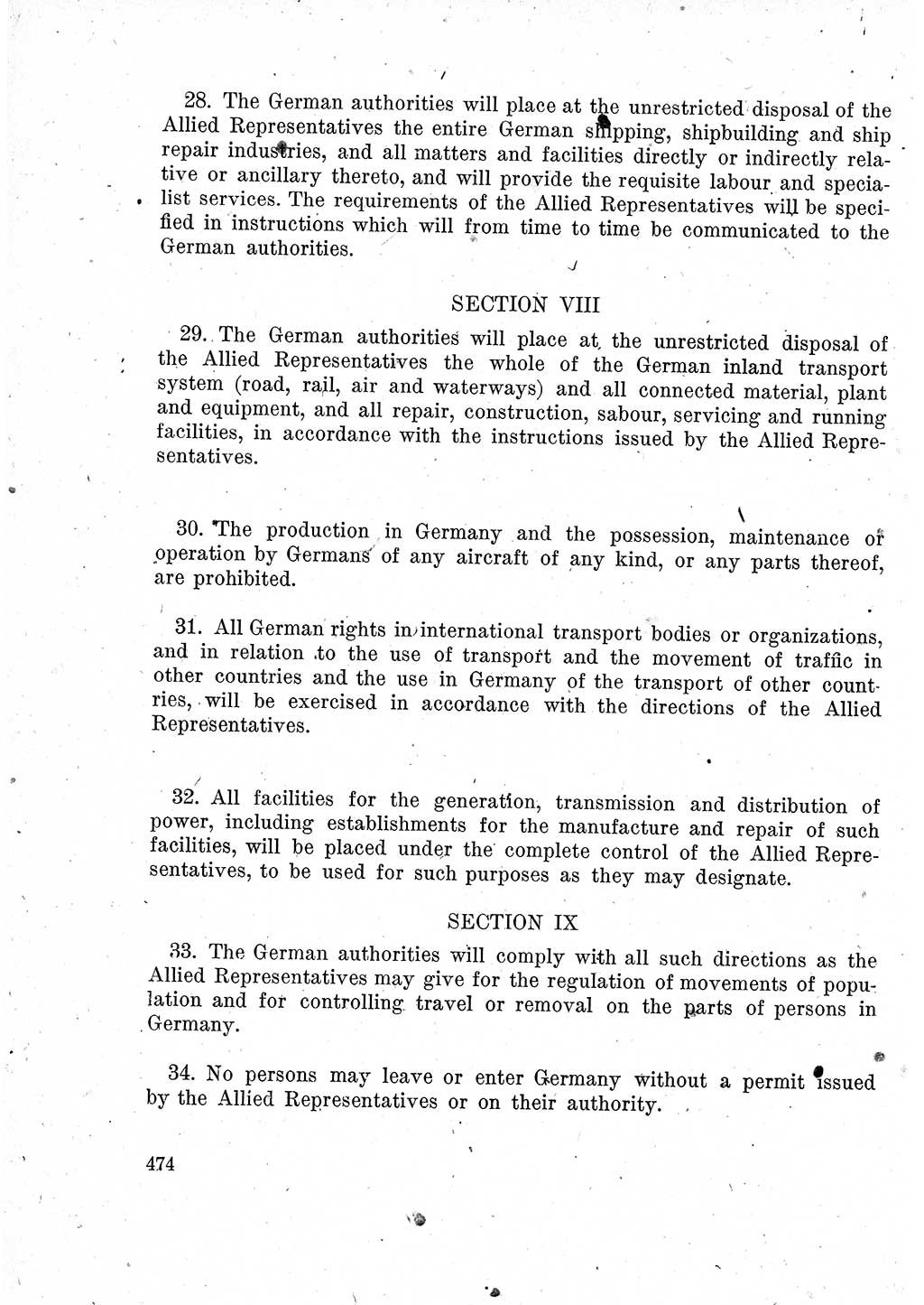 Das Recht der Besatzungsmacht (Deutschland), Proklamationen, Deklerationen, Verordnungen, Gesetze und Bekanntmachungen 1947, Seite 474 (R. Bes. Dtl. 1947, S. 474)