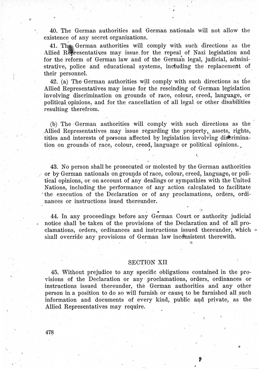 Das Recht der Besatzungsmacht (Deutschland), Proklamationen, Deklerationen, Verordnungen, Gesetze und Bekanntmachungen 1947, Seite 478 (R. Bes. Dtl. 1947, S. 478)