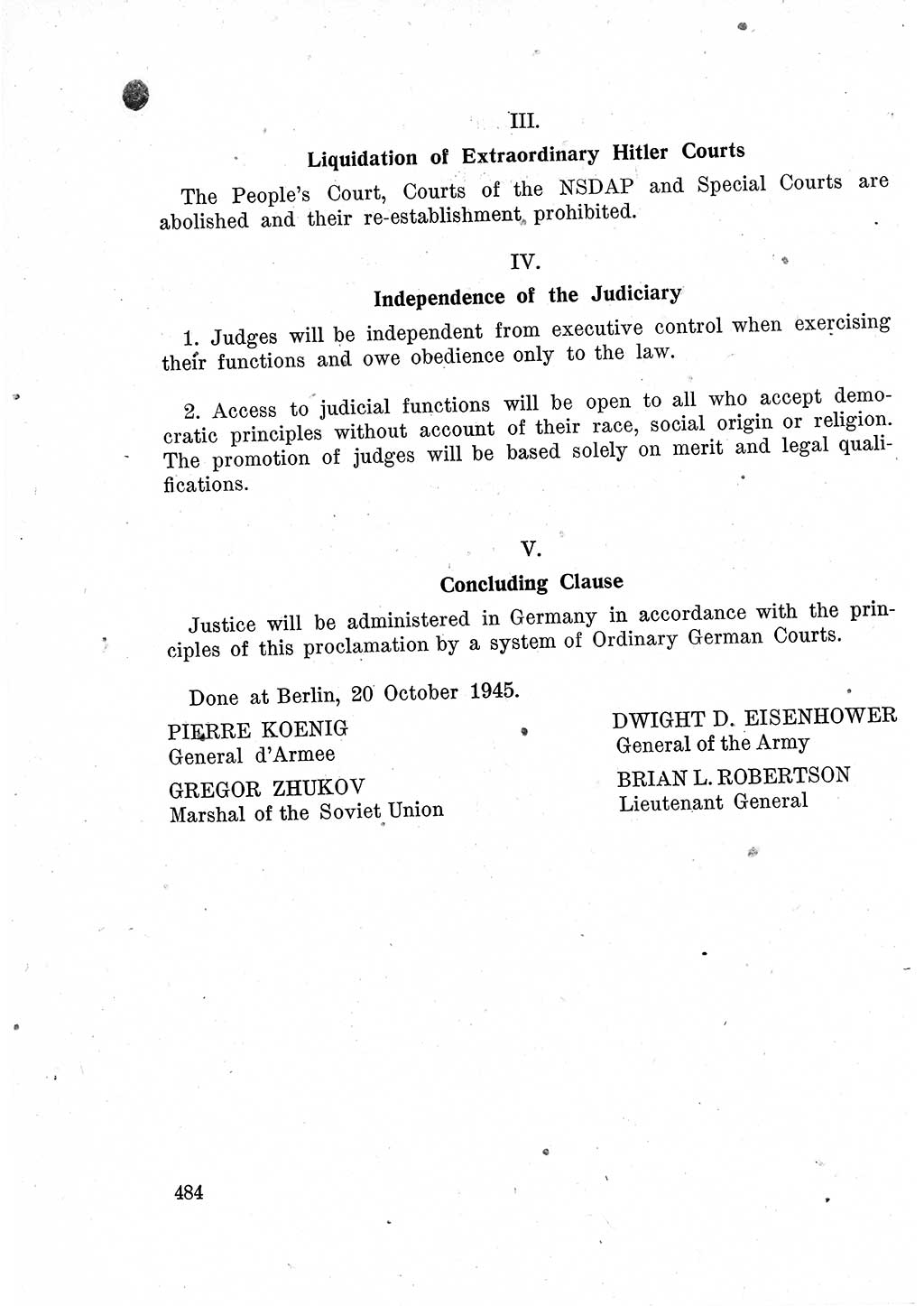 Das Recht der Besatzungsmacht (Deutschland), Proklamationen, Deklerationen, Verordnungen, Gesetze und Bekanntmachungen 1947, Seite 484 (R. Bes. Dtl. 1947, S. 484)
