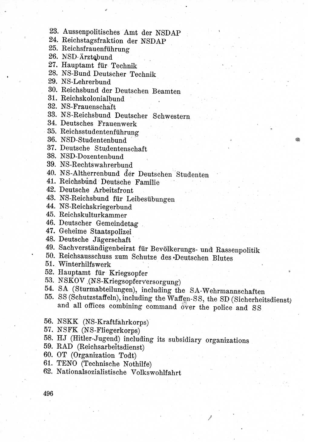 Das Recht der Besatzungsmacht (Deutschland), Proklamationen, Deklerationen, Verordnungen, Gesetze und Bekanntmachungen 1947, Seite 496 (R. Bes. Dtl. 1947, S. 496)