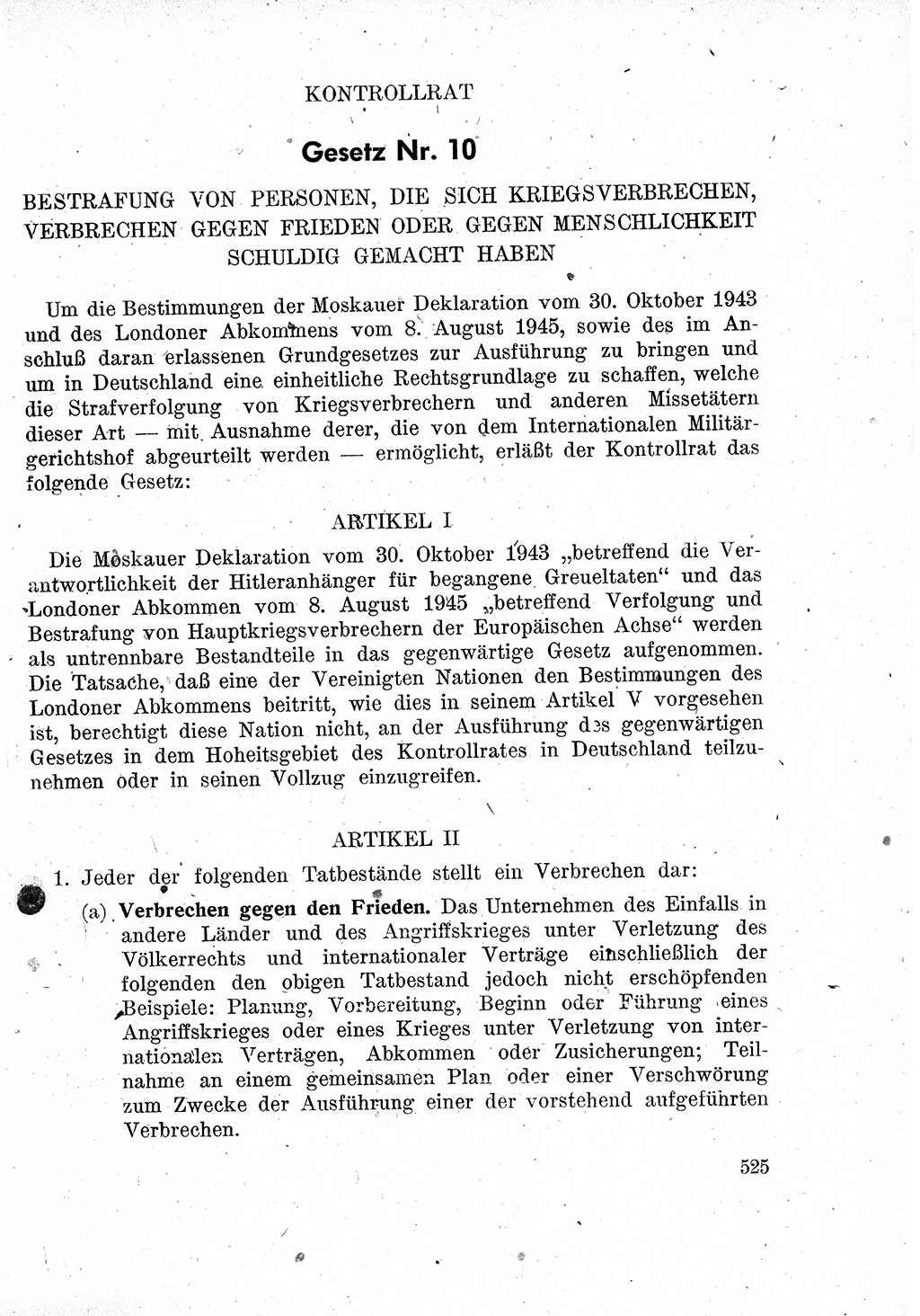 Das Recht der Besatzungsmacht (Deutschland), Proklamationen, Deklerationen, Verordnungen, Gesetze und Bekanntmachungen 1947, Seite 525 (R. Bes. Dtl. 1947, S. 525)