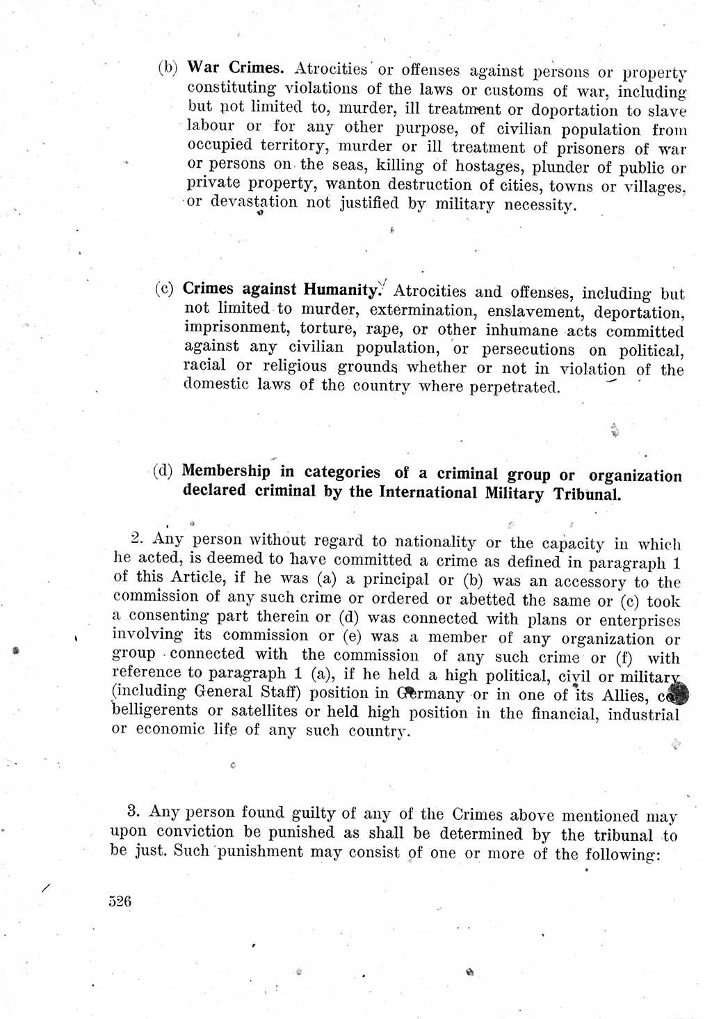 Das Recht der Besatzungsmacht (Deutschland), Proklamationen, Deklerationen, Verordnungen, Gesetze und Bekanntmachungen 1947, Seite 526 (R. Bes. Dtl. 1947, S. 526)