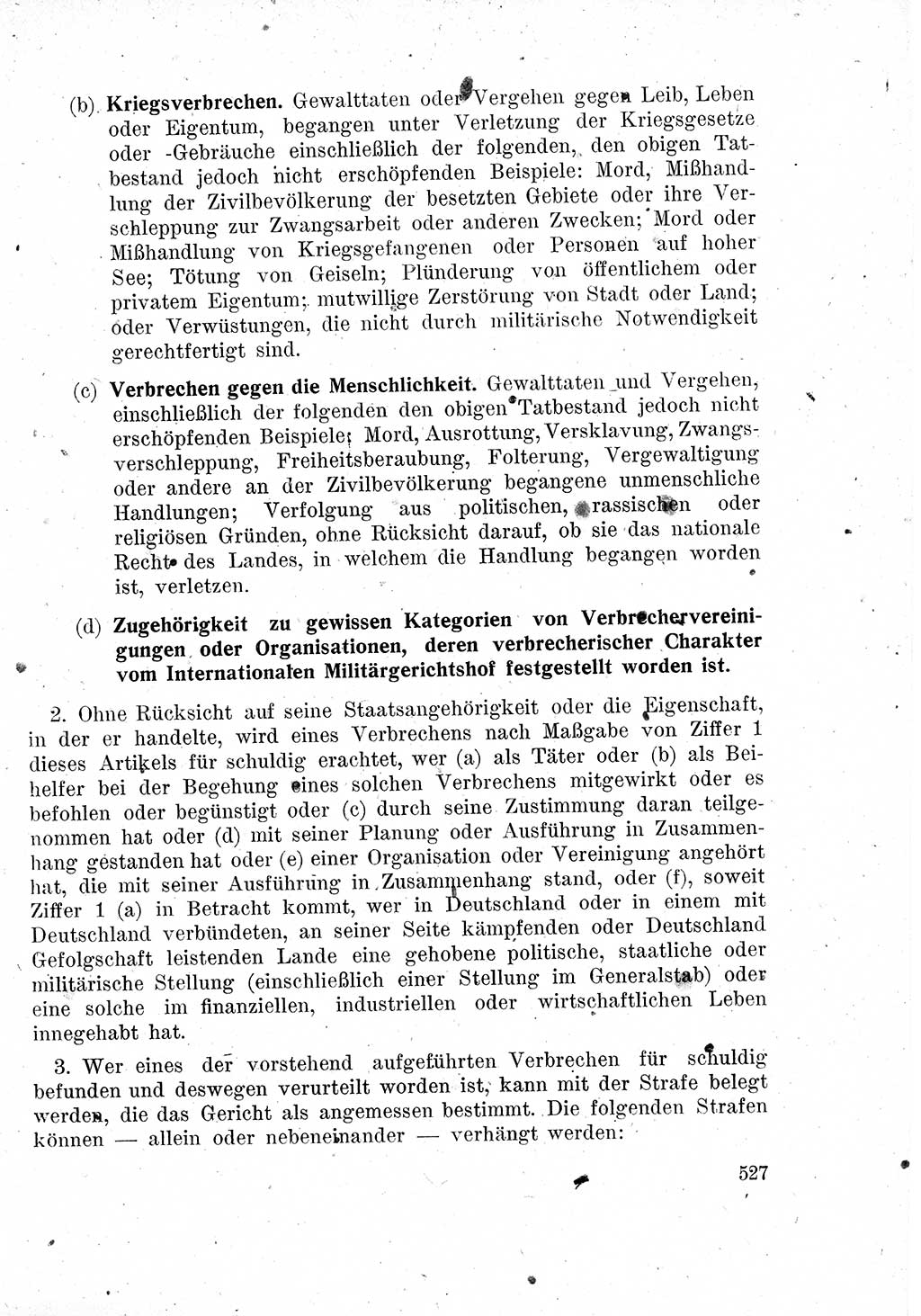 Das Recht der Besatzungsmacht (Deutschland), Proklamationen, Deklerationen, Verordnungen, Gesetze und Bekanntmachungen 1947, Seite 527 (R. Bes. Dtl. 1947, S. 527)