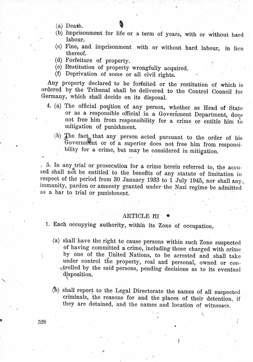 Das Recht der Besatzungsmacht (Deutschland), Proklamationen, Deklerationen, Verordnungen, Gesetze und Bekanntmachungen 1947, Seite 528 (R. Bes. Dtl. 1947, S. 528)