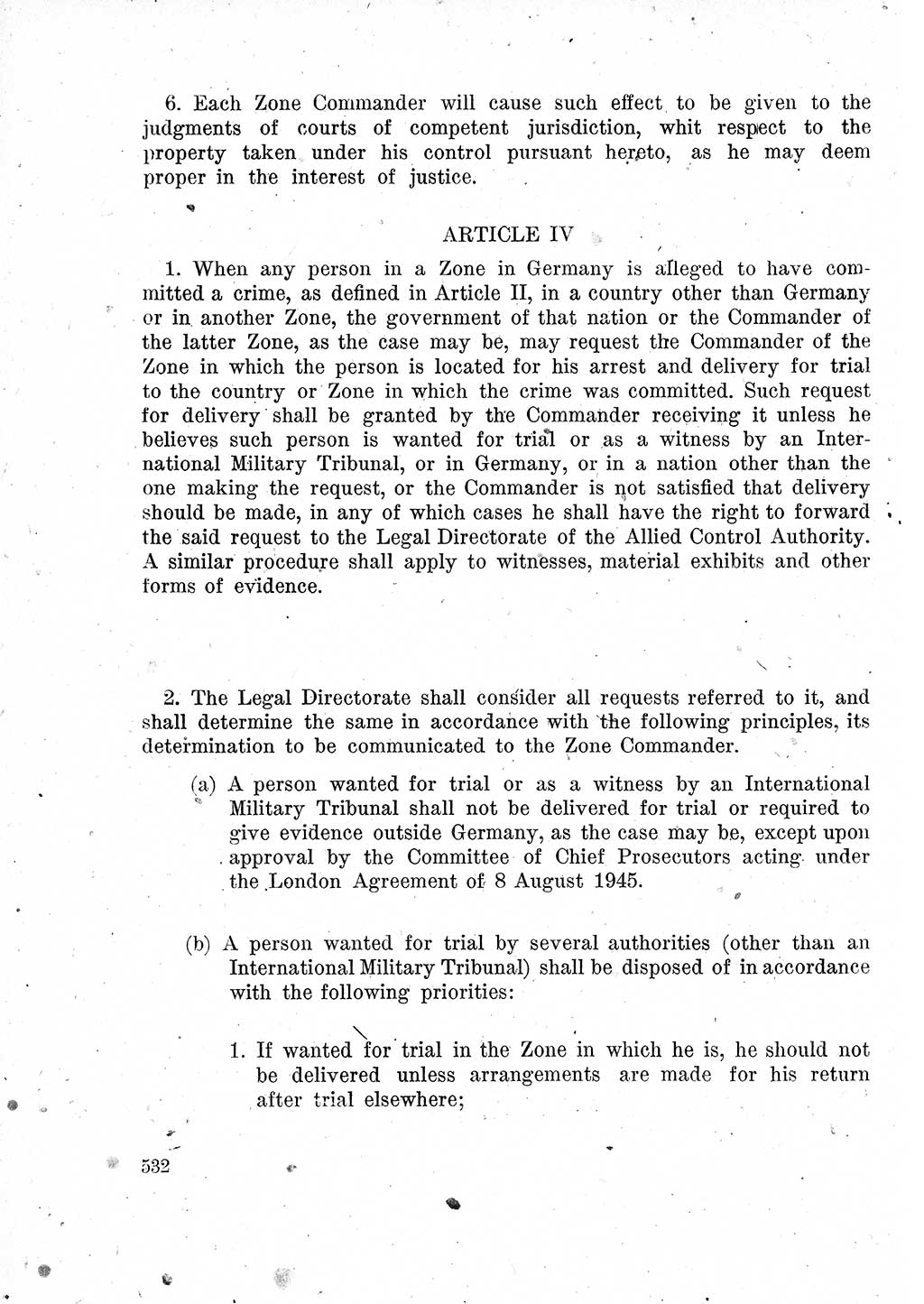 Das Recht der Besatzungsmacht (Deutschland), Proklamationen, Deklerationen, Verordnungen, Gesetze und Bekanntmachungen 1947, Seite 532 (R. Bes. Dtl. 1947, S. 532)