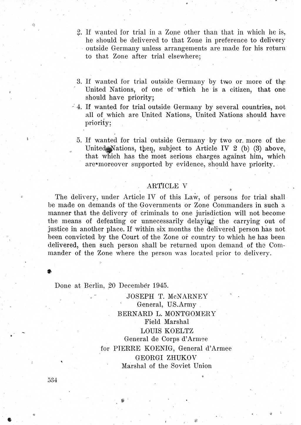 Das Recht der Besatzungsmacht (Deutschland), Proklamationen, Deklerationen, Verordnungen, Gesetze und Bekanntmachungen 1947, Seite 534 (R. Bes. Dtl. 1947, S. 534)