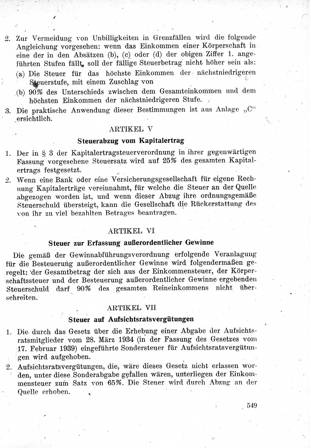 Das Recht der Besatzungsmacht (Deutschland), Proklamationen, Deklerationen, Verordnungen, Gesetze und Bekanntmachungen 1947, Seite 549 (R. Bes. Dtl. 1947, S. 549)