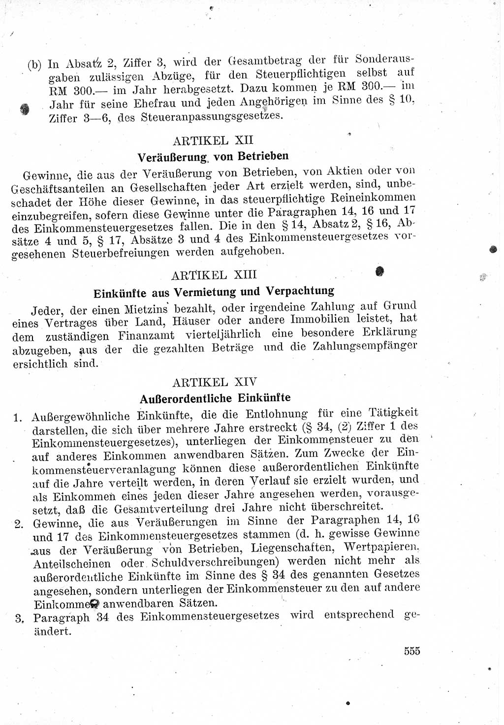Das Recht der Besatzungsmacht (Deutschland), Proklamationen, Deklerationen, Verordnungen, Gesetze und Bekanntmachungen 1947, Seite 555 (R. Bes. Dtl. 1947, S. 555)