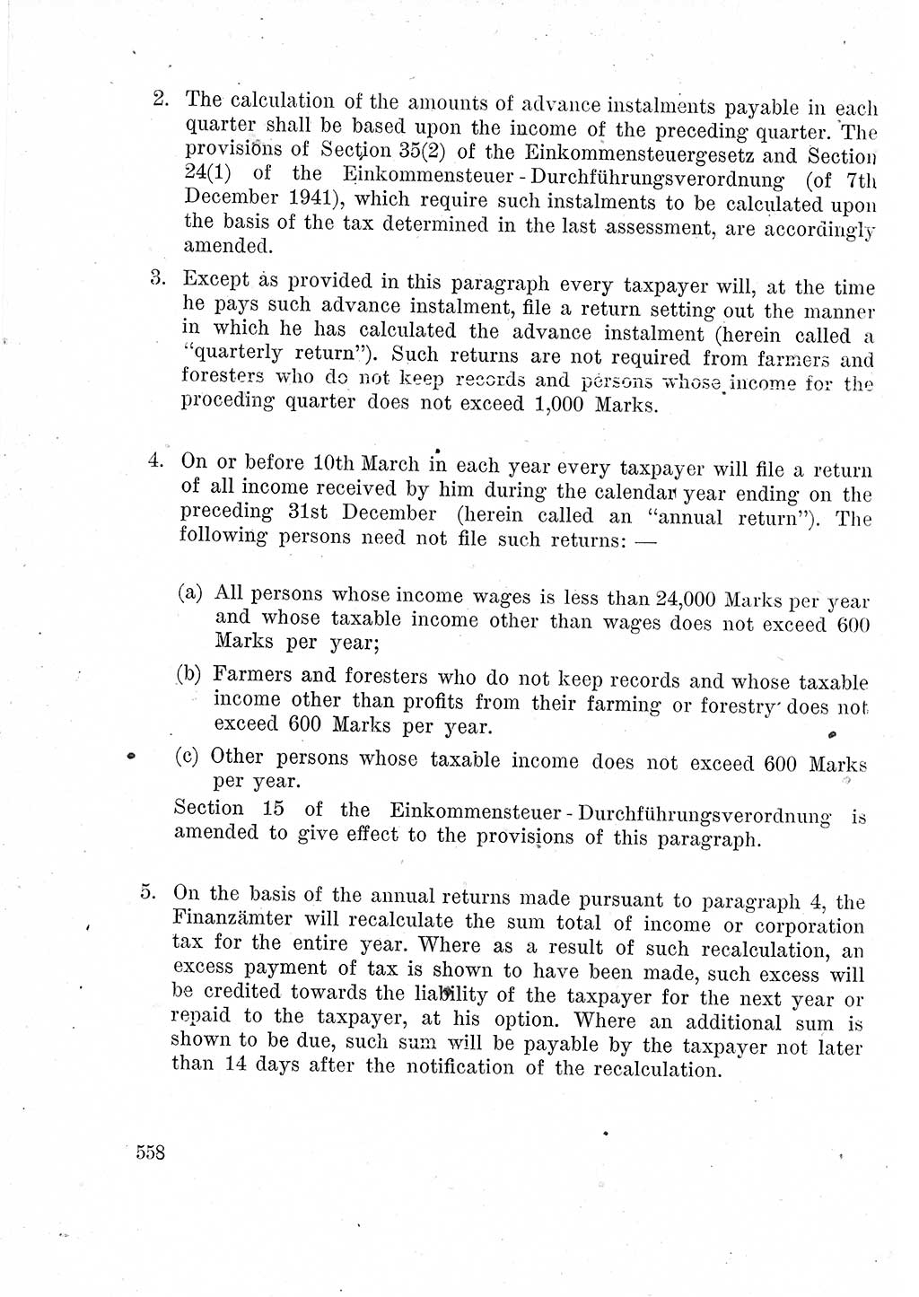 Das Recht der Besatzungsmacht (Deutschland), Proklamationen, Deklerationen, Verordnungen, Gesetze und Bekanntmachungen 1947, Seite 558 (R. Bes. Dtl. 1947, S. 558)