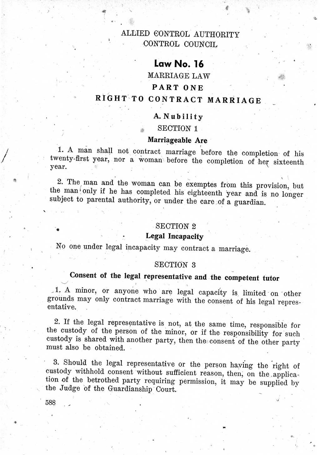Das Recht der Besatzungsmacht (Deutschland), Proklamationen, Deklerationen, Verordnungen, Gesetze und Bekanntmachungen 1947, Seite 588 (R. Bes. Dtl. 1947, S. 588)