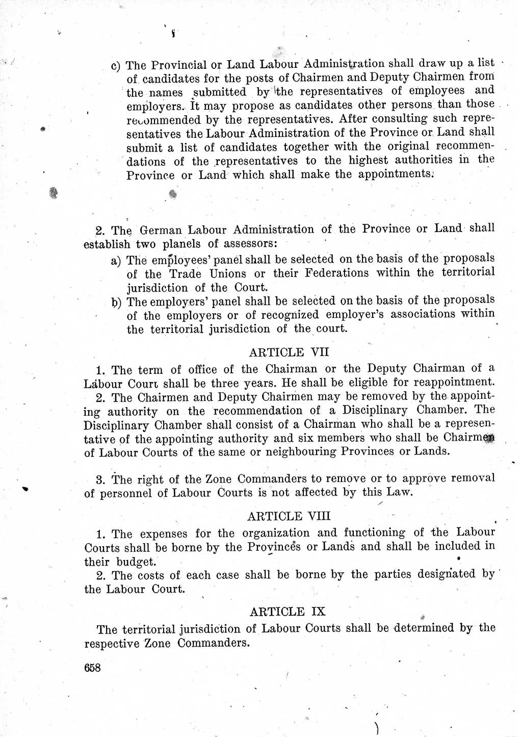 Das Recht der Besatzungsmacht (Deutschland), Proklamationen, Deklerationen, Verordnungen, Gesetze und Bekanntmachungen 1947, Seite 658 (R. Bes. Dtl. 1947, S. 658)