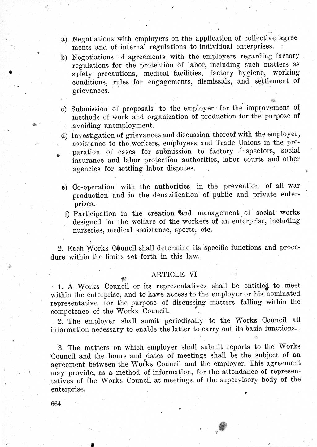 Das Recht der Besatzungsmacht (Deutschland), Proklamationen, Deklerationen, Verordnungen, Gesetze und Bekanntmachungen 1947, Seite 664 (R. Bes. Dtl. 1947, S. 664)