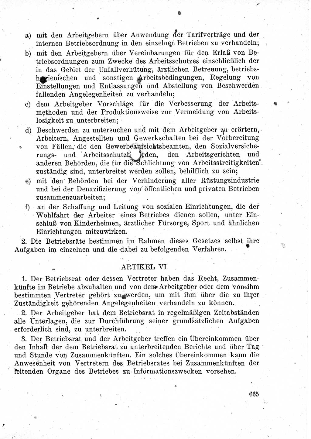 Das Recht der Besatzungsmacht (Deutschland), Proklamationen, Deklerationen, Verordnungen, Gesetze und Bekanntmachungen 1947, Seite 665 (R. Bes. Dtl. 1947, S. 665)