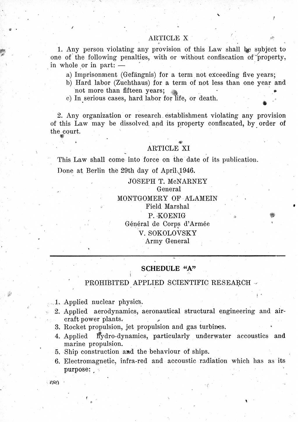 Das Recht der Besatzungsmacht (Deutschland), Proklamationen, Deklerationen, Verordnungen, Gesetze und Bekanntmachungen 1947, Seite 680 (R. Bes. Dtl. 1947, S. 680)