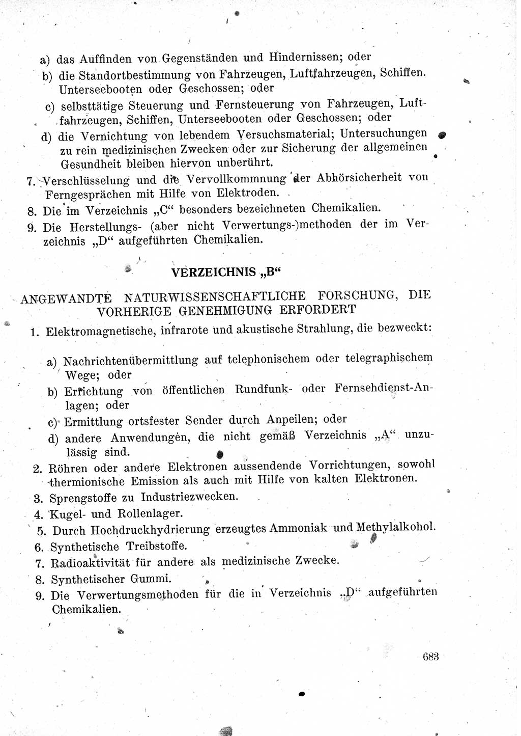 Das Recht der Besatzungsmacht (Deutschland), Proklamationen, Deklerationen, Verordnungen, Gesetze und Bekanntmachungen 1947, Seite 683 (R. Bes. Dtl. 1947, S. 683)