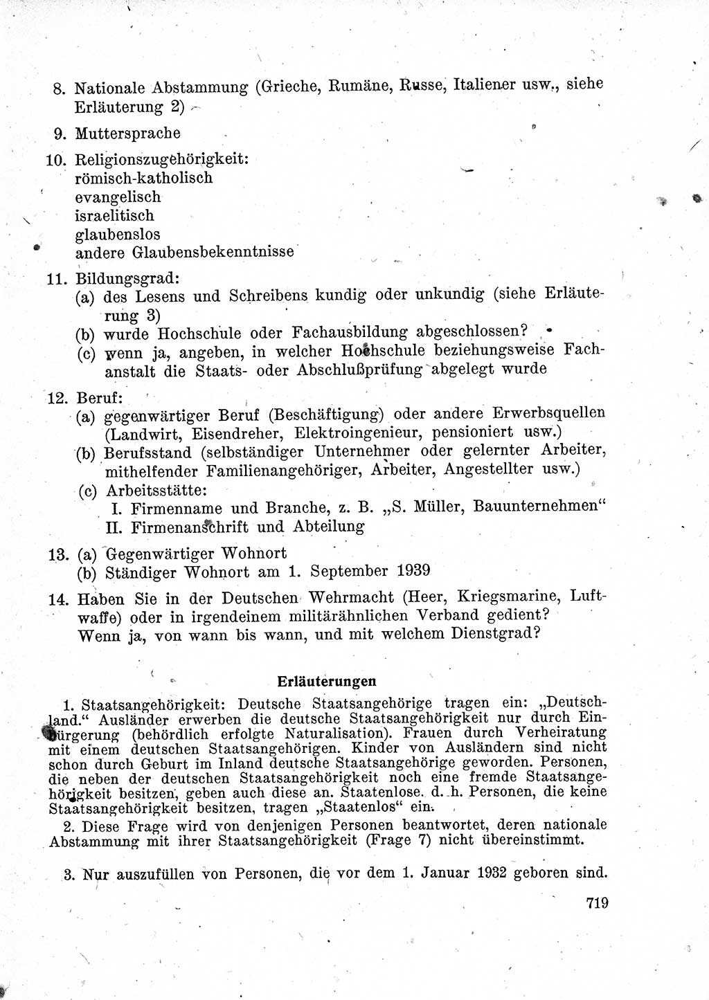 Das Recht der Besatzungsmacht (Deutschland), Proklamationen, Deklerationen, Verordnungen, Gesetze und Bekanntmachungen 1947, Seite 719 (R. Bes. Dtl. 1947, S. 719)
