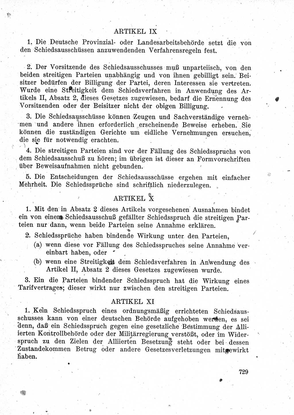 Das Recht der Besatzungsmacht (Deutschland), Proklamationen, Deklerationen, Verordnungen, Gesetze und Bekanntmachungen 1947, Seite 729 (R. Bes. Dtl. 1947, S. 729)