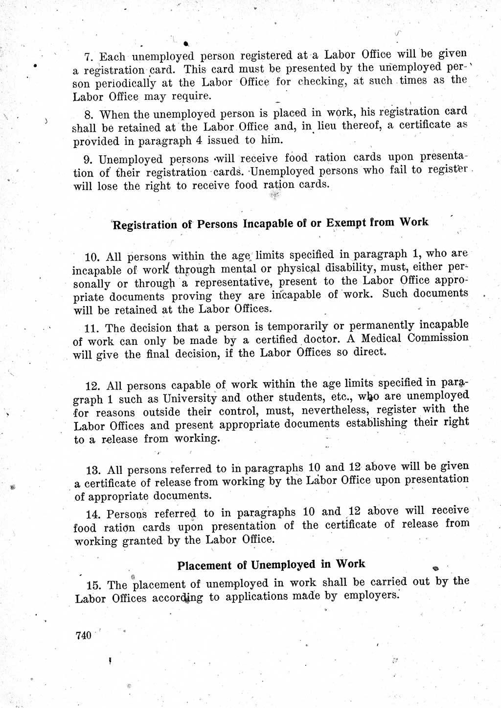 Das Recht der Besatzungsmacht (Deutschland), Proklamationen, Deklerationen, Verordnungen, Gesetze und Bekanntmachungen 1947, Seite 740 (R. Bes. Dtl. 1947, S. 740)