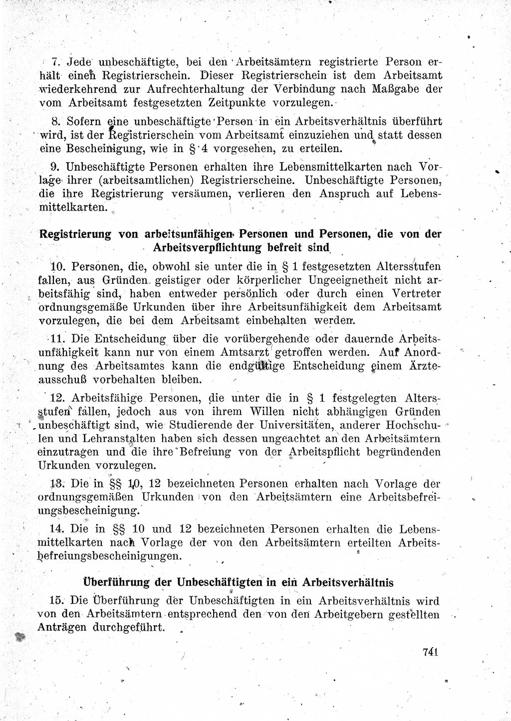 Das Recht der Besatzungsmacht (Deutschland), Proklamationen, Deklerationen, Verordnungen, Gesetze und Bekanntmachungen 1947, Seite 741 (R. Bes. Dtl. 1947, S. 741)