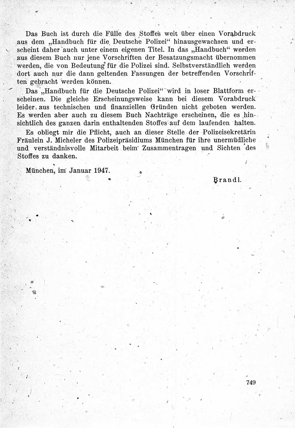 Das Recht der Besatzungsmacht (Deutschland), Proklamationen, Deklerationen, Verordnungen, Gesetze und Bekanntmachungen 1947, Seite 749 (R. Bes. Dtl. 1947, S. 749)